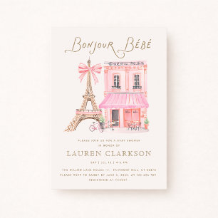 Pariser Café Bonjour Bébé Babyparty-Einladung Einladung