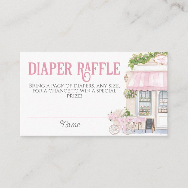 Pariser Café Bonjour Bebe Pink Baby Dusche Begleitkarte (Vorderseite)