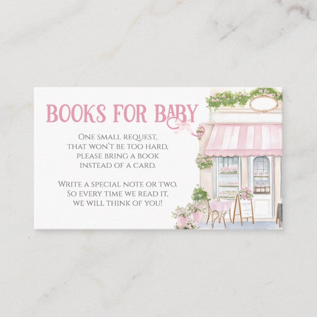Pariser Café Bonjour Bebe Pink Baby Dusche Begleitkarte (Vorderseite)