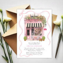 Pariser Café Bonjour Bebe Rosa Schleife Babyparty 
