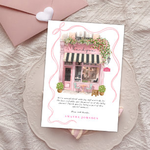 Pariser Café Bonjour Bebe Rosa Schleife Danke Einladung