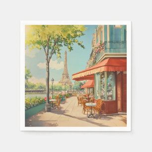 Pariser Café mit Eiffelblick Serviette