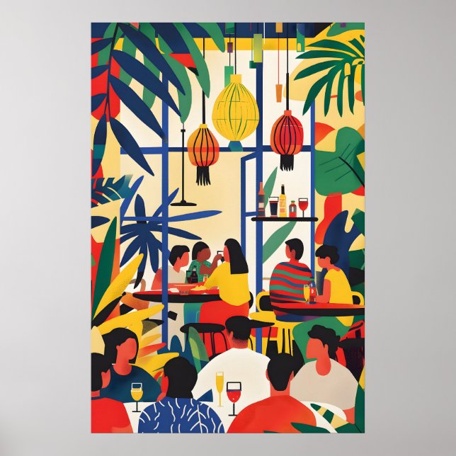 Pariser Café-Stimmung Maximalist Wall Print - Bold Poster (Vorne)