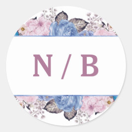 Pariser Charme Blau-Rosa-Bläsermonographie Runder Aufkleber
