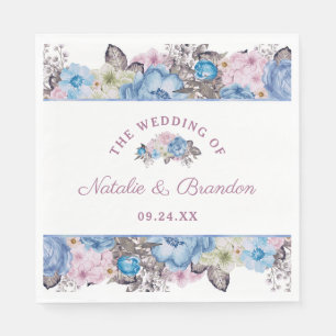 Pariser Charme Blau-Rosa-Blumenzange Serviette