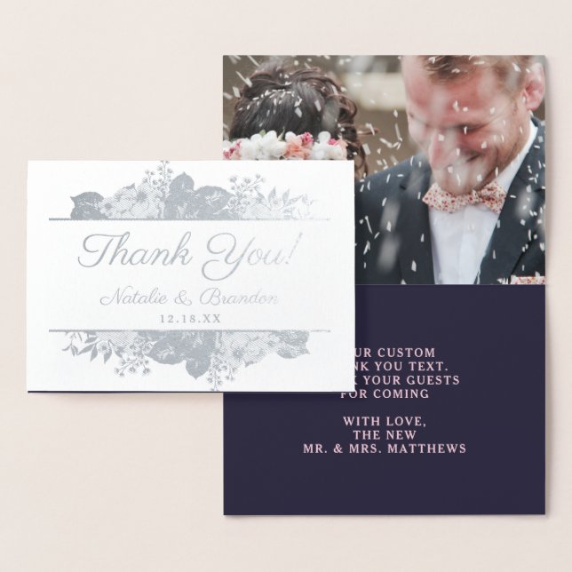 Pariser Charme Danke, dass Sie Hochzeit Foto Silve Folienkarte (Anzeige)