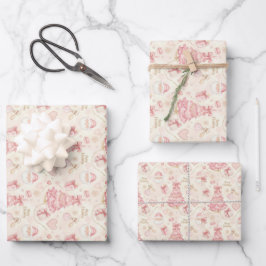 Pariser Charme Dustrosa und Creme-Weihnachten Geschenkpapier Set