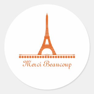 Pariser Chic Danke, Sticker, Orange Runder Aufkleber