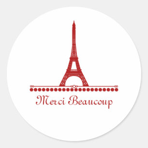 Pariser Chic Danke, Sticker, Rot Runder Aufkleber