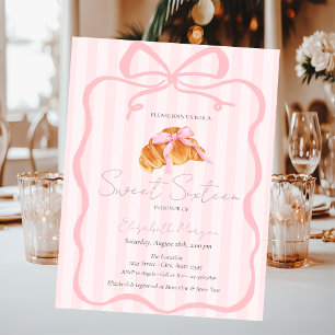 Pariser Croissant Rosa Schleife Rosa Streifen Swee Einladung