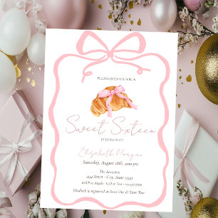 Pariser Croissant Rosa Schleife Sweet 16 Einladung