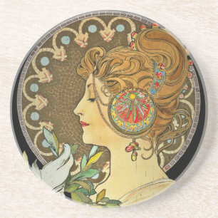 Pariser Dame und Feder 1899 Sandstein Untersetzer