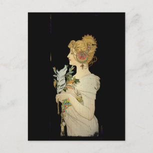 Pariser Dame und Feder Postkarte
