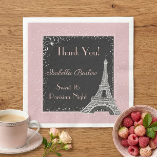 Pariser Eiffelturm Glitter Rouge Blush Pink Sweet Serviette
