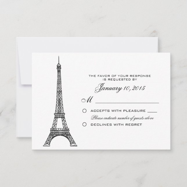 Pariser Eiffelturm Hochzeit RSVP Custom Karte (Vorderseite)