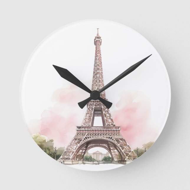Pariser Eiffelturm Runde Uhr  (Vorderseite)