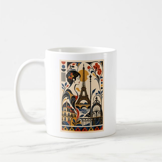 Pariser Eleganz – Geometrischer Kunstbecher Kaffeetasse (Links)