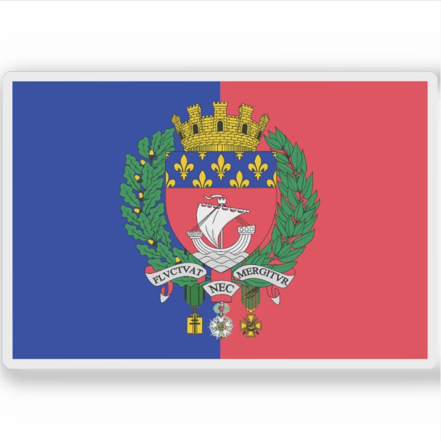 Pariser Flagge (mit Wappen) Aufkleber (Vorderseite)
