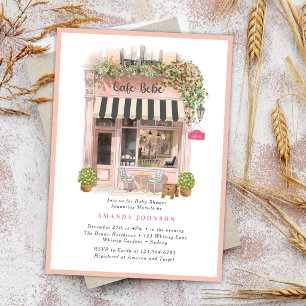 Pariser französisches Café Bonjour Bebe Babyparty Einladung