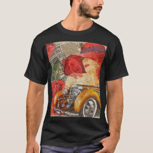 Pariser Frau: Eiffelturm Retro. T-Shirt