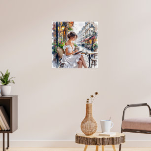 Pariser Frauen Eleganz: Pariser Café-Straßen-Vibes Poster