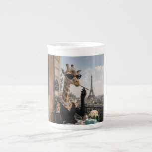 Pariser Giraffe in schwarzer Eleganz Prozellantasse