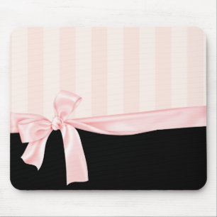 Pariser Girly rosa Streifen u. hellrosa Bogen Mousepad