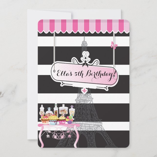 Pariser Glam CandyLand Einladungen zur Geburtstags (Vorderseite)