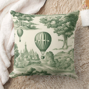 Pariser Grün Toile Dorf Ballon Muster Kissen