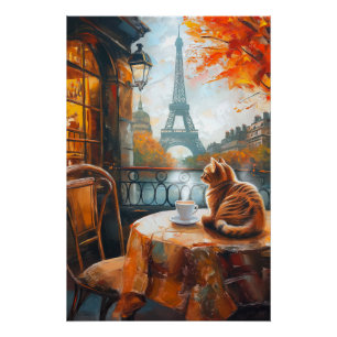 Pariser Herbst   Ginger Cat im Café Poster