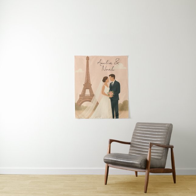 Pariser Hochzeitseinladung | Eleganter Eiffelturm Wandteppich (Beispiel)