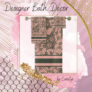 Pariser Imitate Lace Gray Smoke und Coral Badhandtuch Set