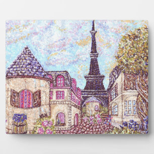 Pariser Inspirierter Pointillismus Landschaftsplat Fotoplatte