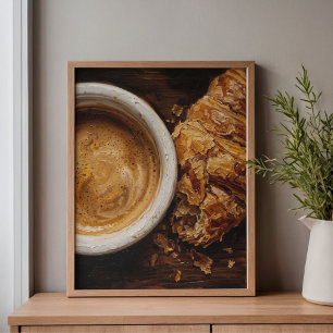 Pariser Kaffee & Croissant-Kunst Leinwanddruck