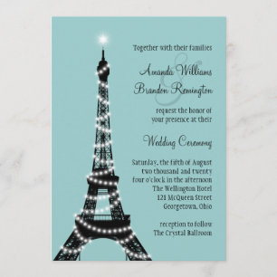 Pariser Lichter, die Einladung (Türkis, Wedding