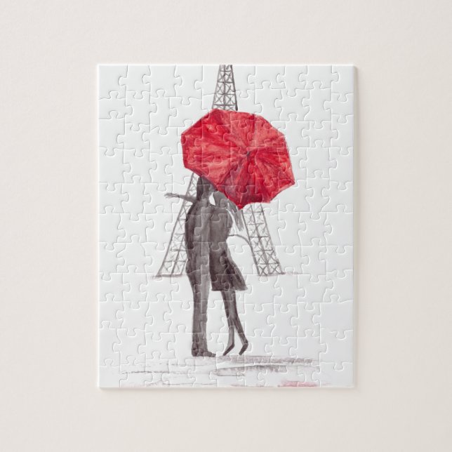 Pariser Liebe mit Roter Schirmhochzeit (Vertikal)