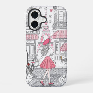 Pariser Mädchen  – Süßer Eiffelturm & Café-Straße  iPhone 16 Hülle