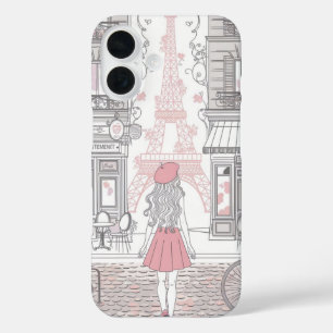 Pariser Mädchen – Süßer Eiffelturm & Café-Straße iPhone 16 Hülle