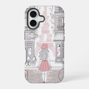 Pariser Mädchen – Süßer Eiffelturm & Café-Straße iPhone 16 Hülle