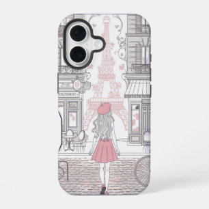 Pariser Mädchen  – Süßer Eiffelturm & Café-Straße  iPhone 16 Hülle