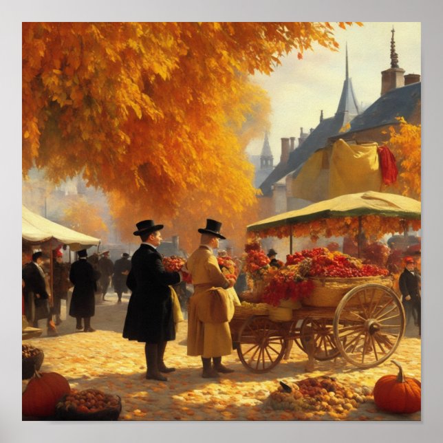 Pariser Markt im Herbst Poster (Vorne)