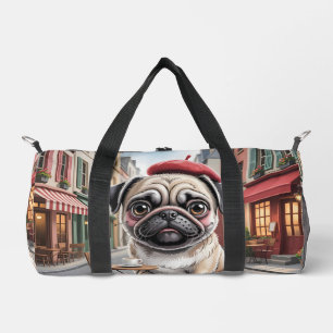 Pariser Mops im Straßenkaffeehaus Duffle Bag