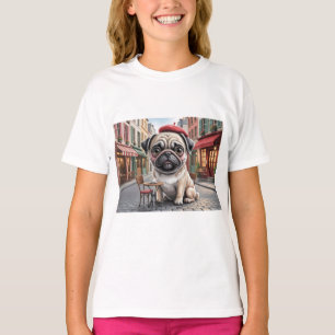 Pariser Mops im Straßenkaffeehaus T-Shirt