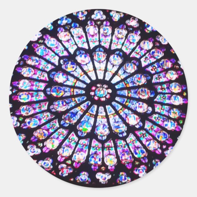 Pariser Notre-Dame-Buntglas - Das Rose-Fenster Runder Aufkleber (Vorderseite)