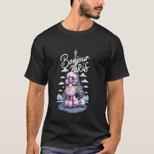 Pariser Pudel mit Eiffelturm Damen Bonjour F T-Shirt