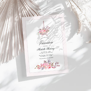 Pariser Rosa-Flora-Quinceñera-Foto Einladung