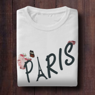 Pariser rosa Gänseblümchen-Blume und Schmetterling T-Shirt