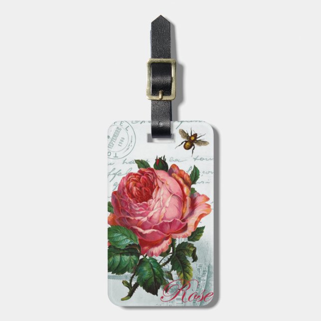 Pariser Rose Gepäckanhänger (Vorderseite vertikal)