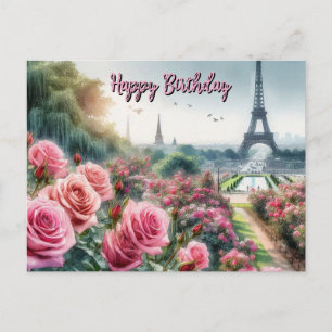 Pariser Rosengarten Happy Birthday Grußkarte Postkarte
