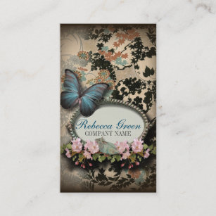 Pariser Schönheitssalon mit Vintagem Blumenschmett Visitenkarte